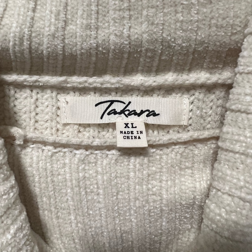 Takara Cream and Black Cowl Neck Sweater - Picture 2 of 2